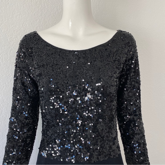 Donna Karan Hand Sequined Black Knit Bodysuit - Picture 2 of 7